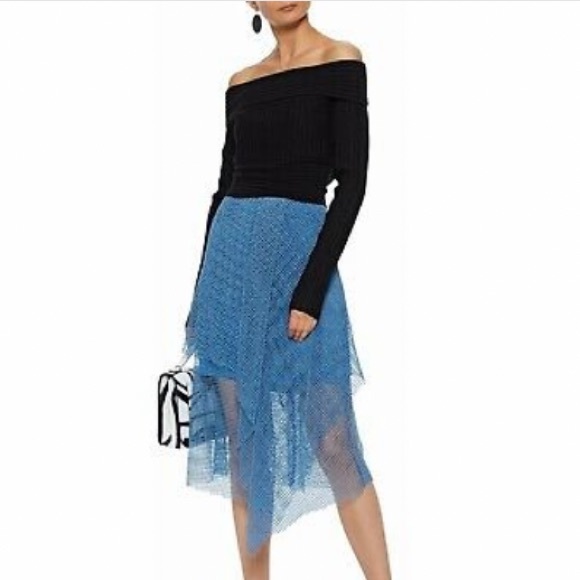 Diane Von Furstenberg Asymmetric Layered Mesh Midi Skirt, Size 2 - Picture 5 of 15